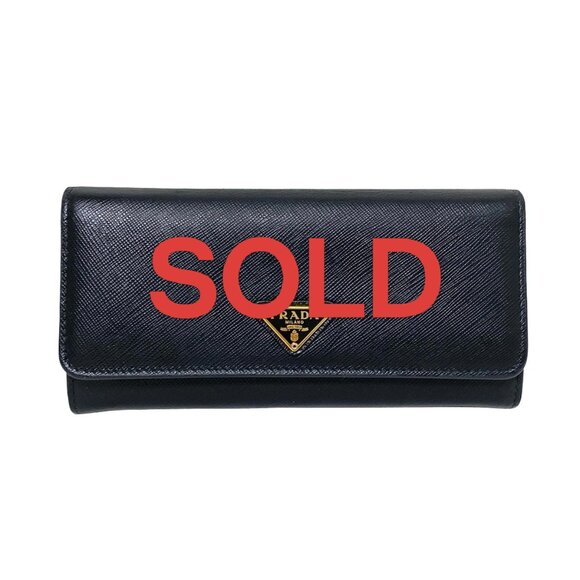 PRADA - Black Leather Long Wallet 198-072225 - Picture 1 of 9